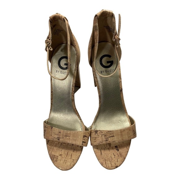 G By Guess Sandals Shantel3 Cork Chunky Heel Open Toe Women's 8.5M NWOB - Picture 3 of 11
